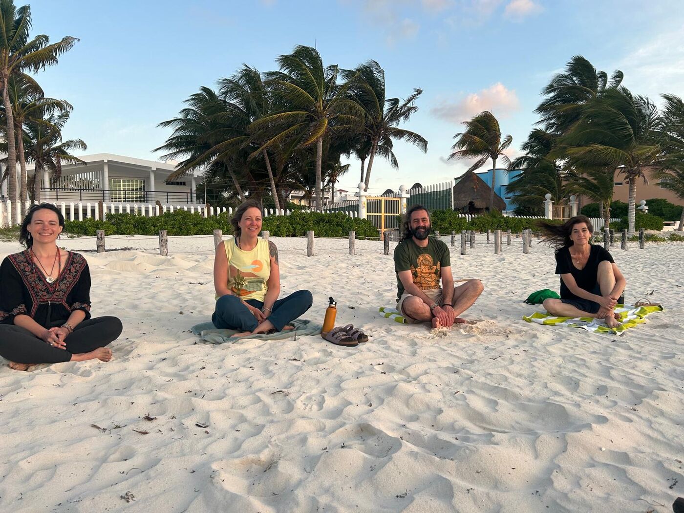 Morning sadhana on the beach in Puerto Morelos