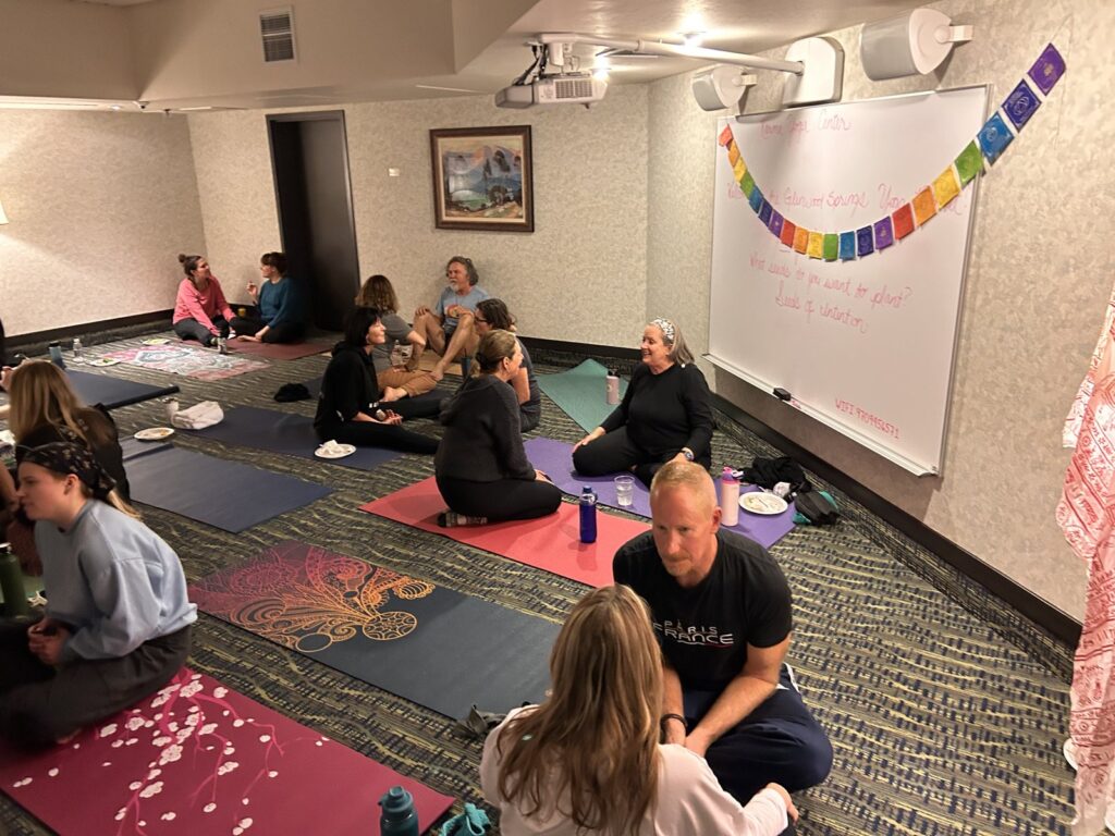 Imbolc yoga workshop circle at the Glenwood Springs retreat