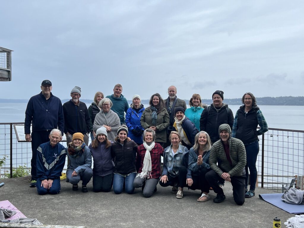 Retreat group gathered by the water in Washington State