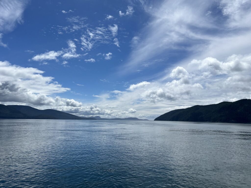 Calm water and mountains in the Pacific Northwest