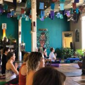 Community yoga class at Karma Yoga Center Community yoga class at Karma Yoga Center