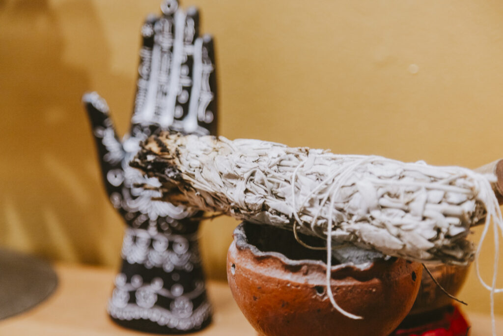 White sage and hamsa hand at Karma Yoga Center