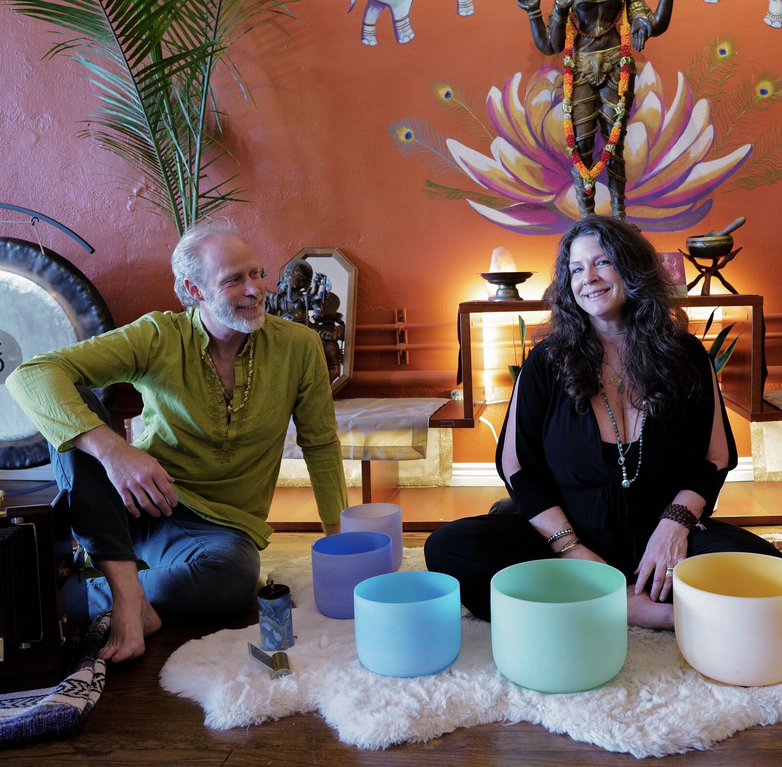 Crystal singing bowl sound healing at Karma Yoga Center, Denver